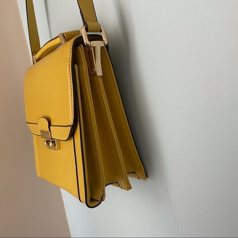 Ochirly Women Yellow Mustard faux Leather shoulder Bag